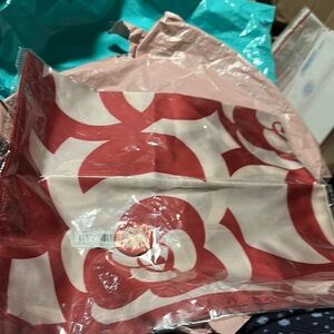 Red and Cream Floral Scarf